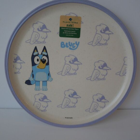 NEW Bluey 8 Piece Set Dinner Plate and Bowl Matching Set Zak Bamboo 4 Colors - Picture 10 of 13